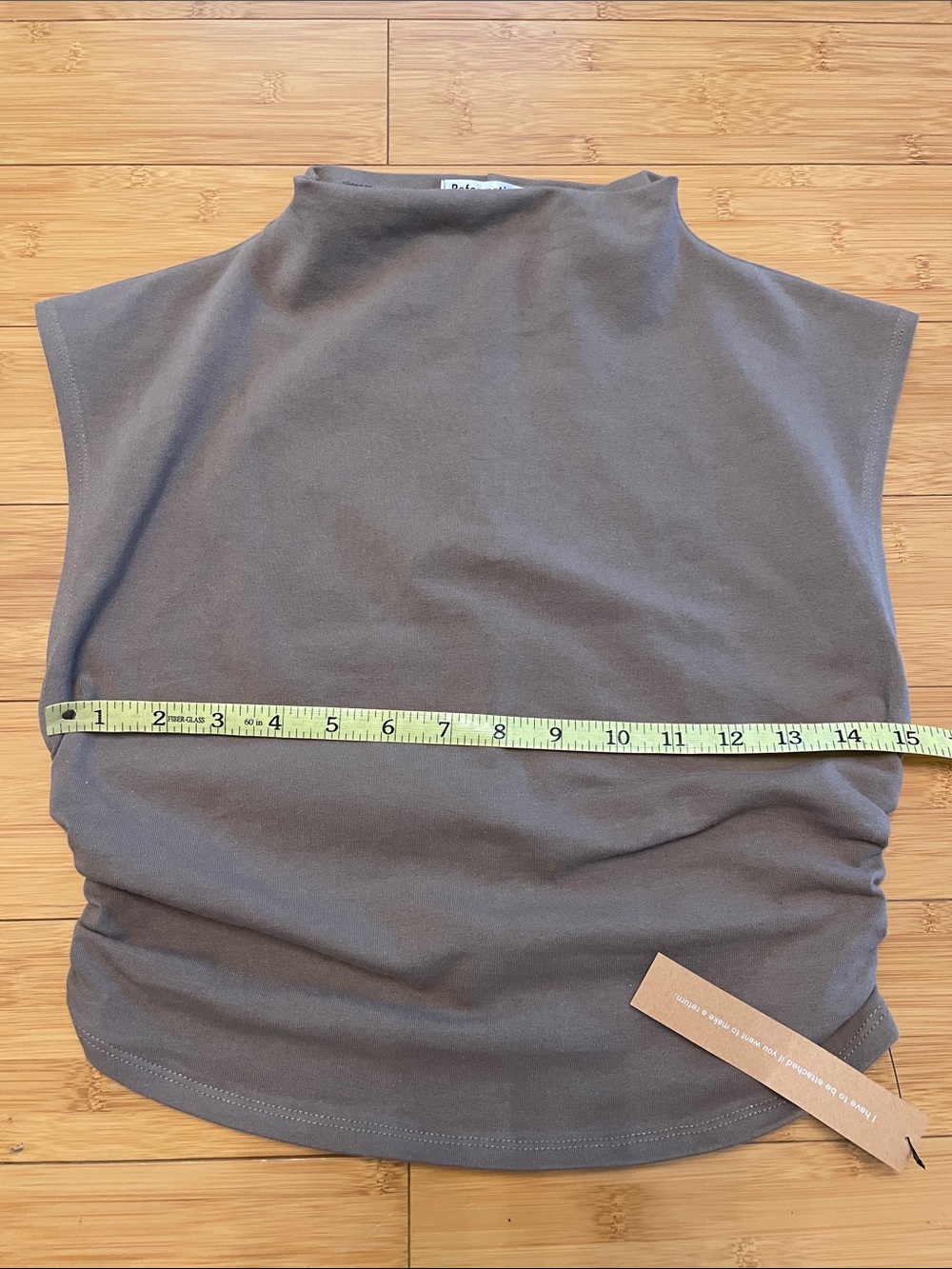 Reformation Foster Knit Two Piece Medium Shitake High Neck Rushed Sides - Picture 10 of 13
